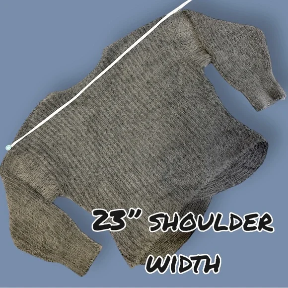 ⭐️HP!⭐️ EUC Urban Outfitters Cross Body Fuzzy Ribbed Sweater in Grey. Size Small - Picture 12 of 13